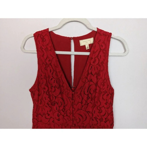 Anthropologie Moulinette Soeurs 4 Jaeda Red Floral Lace Wide-Leg Jumpsuit Crop - Picture 8 of 16